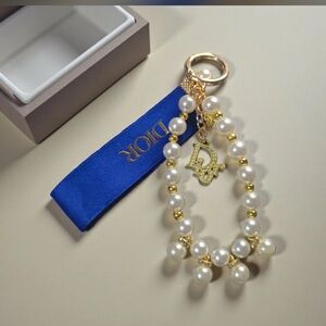 Dior Blue and Gold Pearl Key Holder